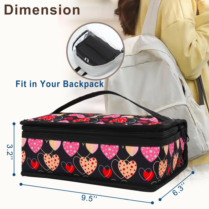 FlowFly Small Lunch box Insulated Soft Bag Mini Cooler Back to School Thermal Meal Tote Kit for Kids, Girls, Boys,Women,Men, Heart - Image 4